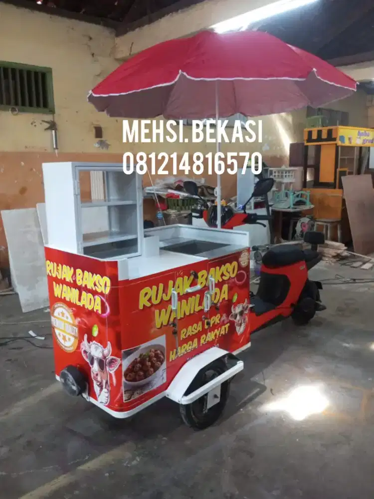 Gerobak sepeda listrik bakso keliling