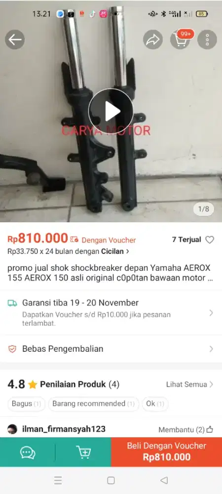 copotan shockbreaker AEROX 155/150 asli original copotan mtr&spedo led