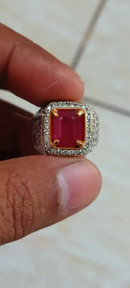 Natural Ruby Memo GLI Ring Perak handmade mewah
