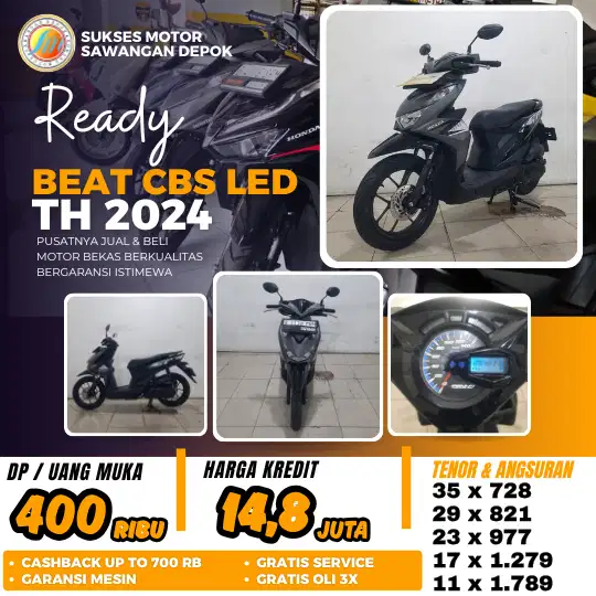 CASH KREDIT DP 400 HONDA BEAT CBS LED TH 2024 UNIT MULUS BERGARANSI