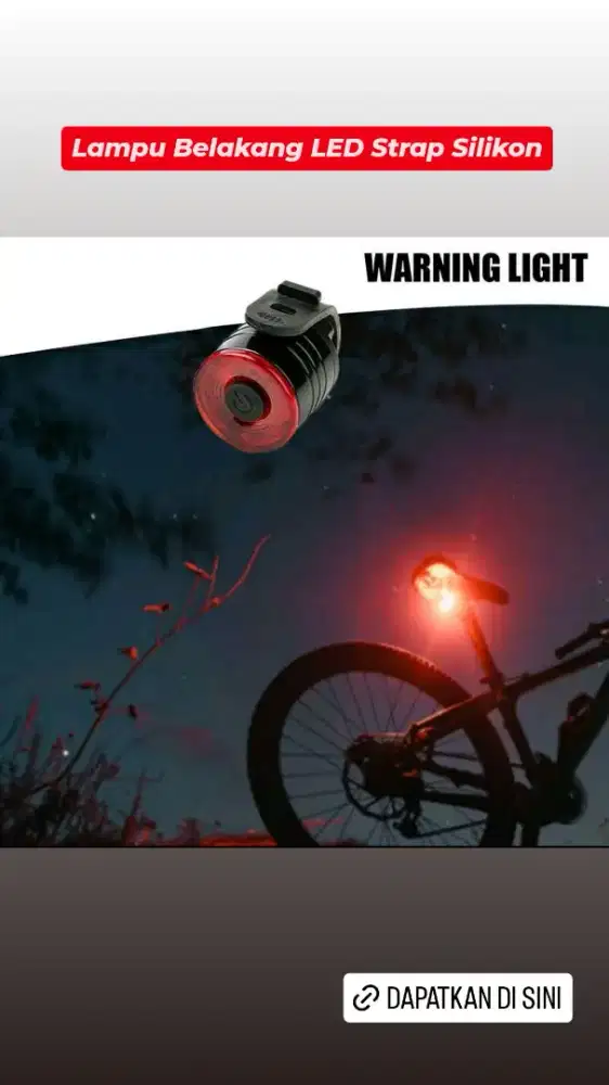 Lampu Belakang Sepeda LED silikon strap waterproof Baterai 2032