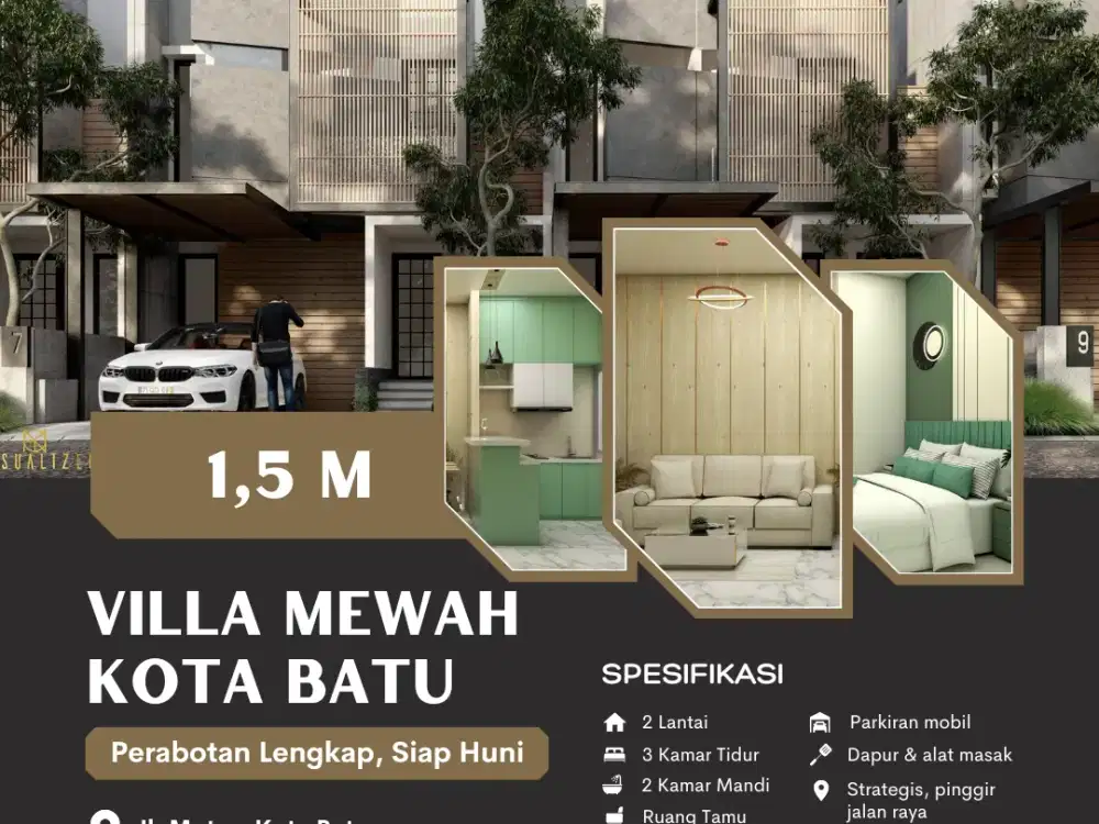 Dijual Villa Mewah Kota Batu, 2 Menit dari Alun-alun