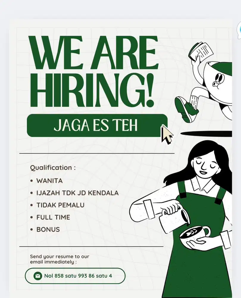 DICARI CEPAT KARYAWAN UNTUK JAGA ES TEH