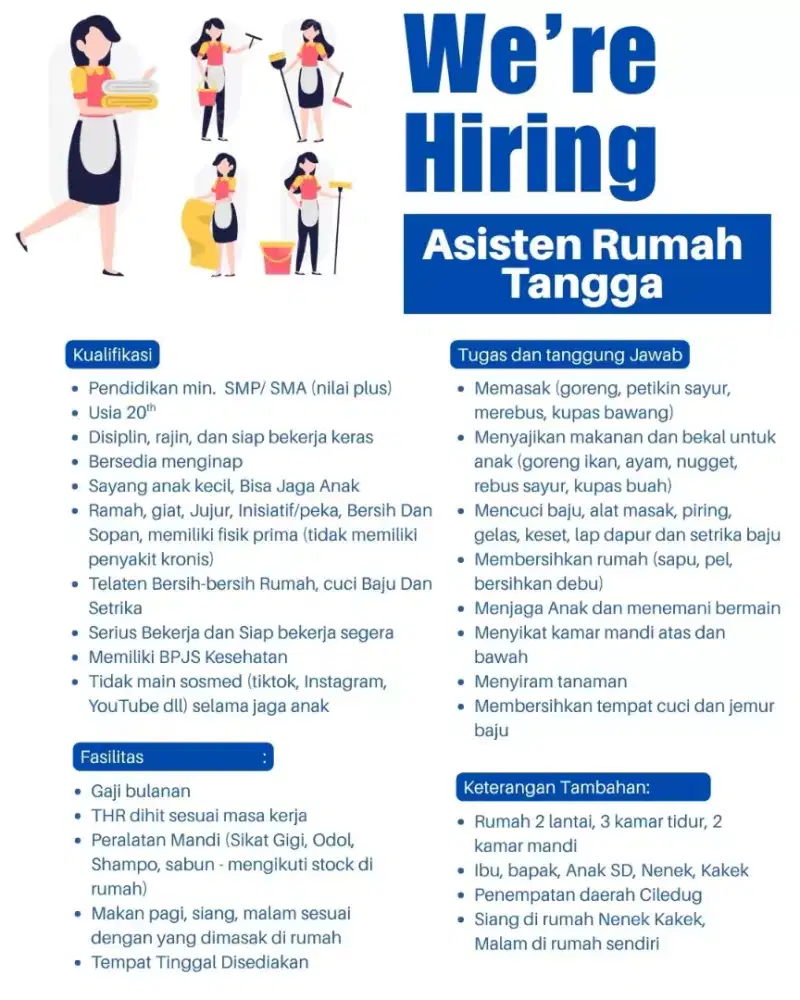 Asisten rumah tangga, Pembantu, Pemgasuh Usia 20th