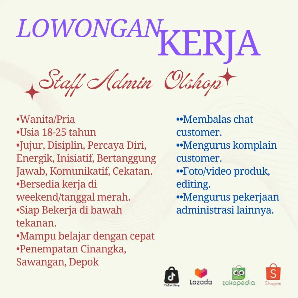 Lowongan admin olshop