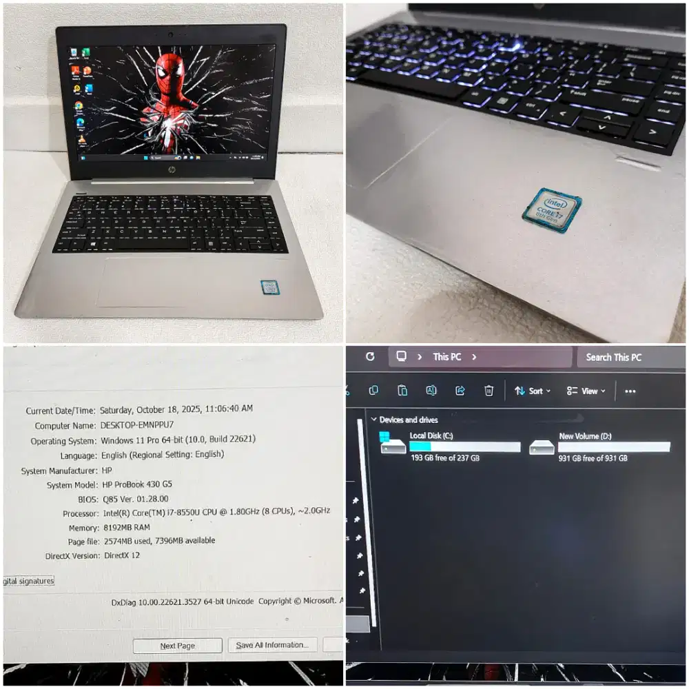 Laptop HP PROBOOK SSD 256GB HDD 1TBGB