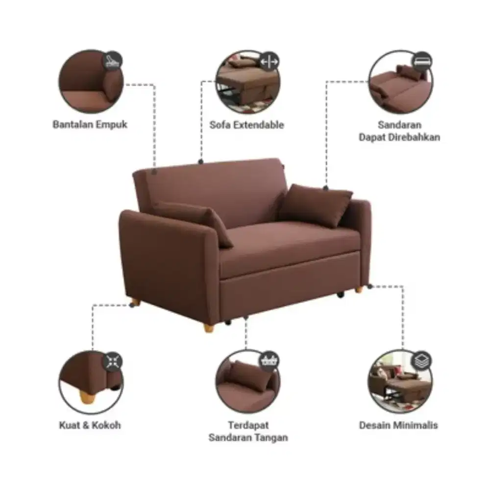 Selma Laguna Sofa Bed Fabric - Cokelat