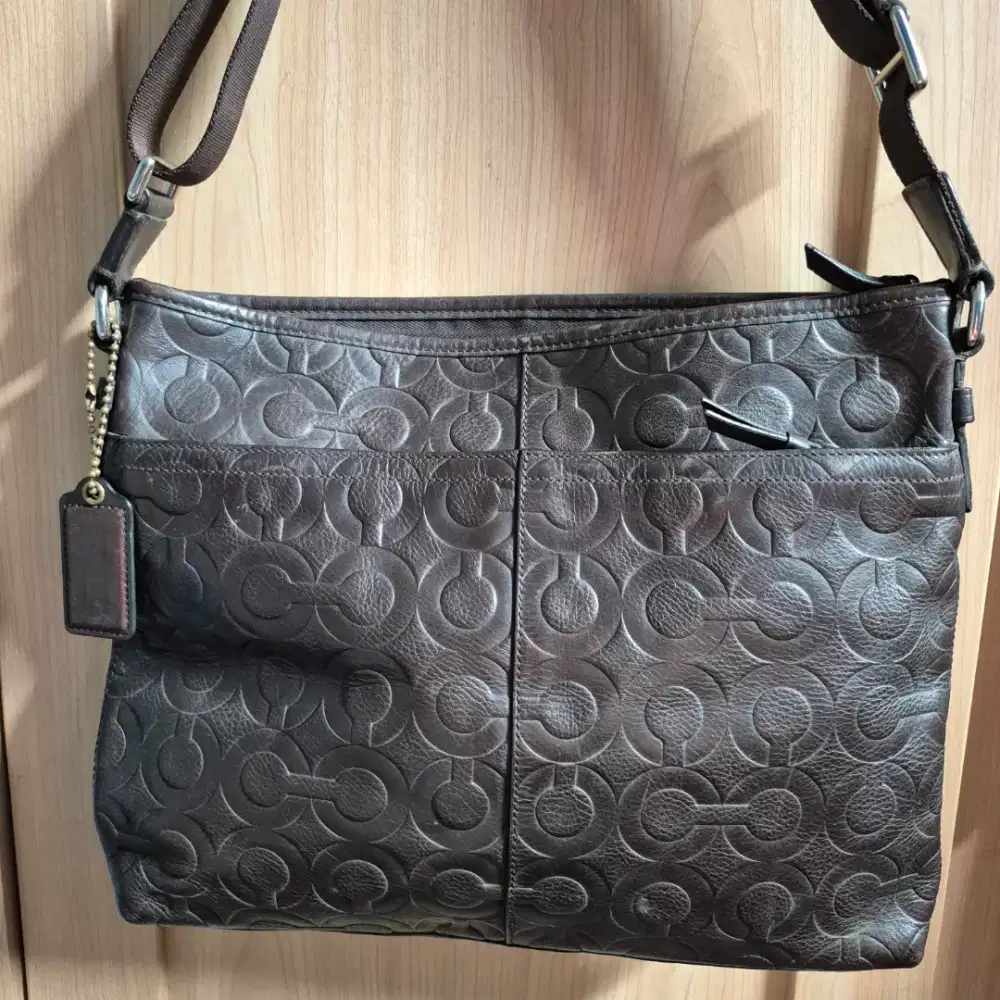 Tas Selempang Laptop Coach Kulit Asli