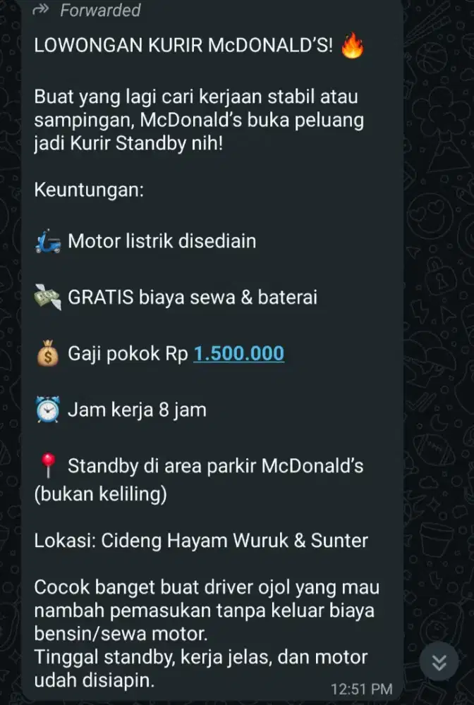 Rider kurir MC Donalds