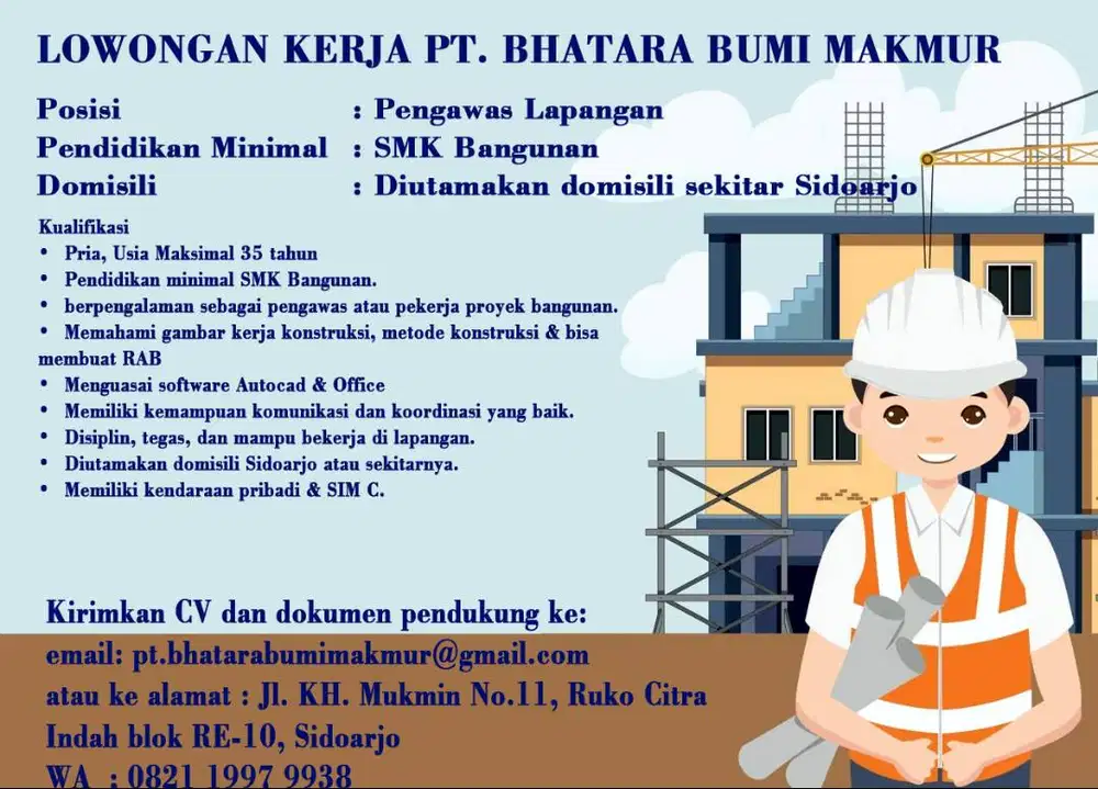 LOWONGAN PENGAWAS LAPANGAN