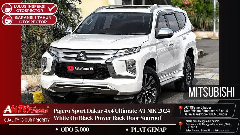 Mitsubishi Pajero Sport Dakar 4x4 Ultimate AT NIK 2024 White On Black