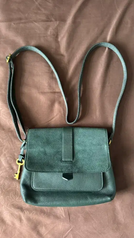 Fossil Kinley small leather crossbody bag dark green