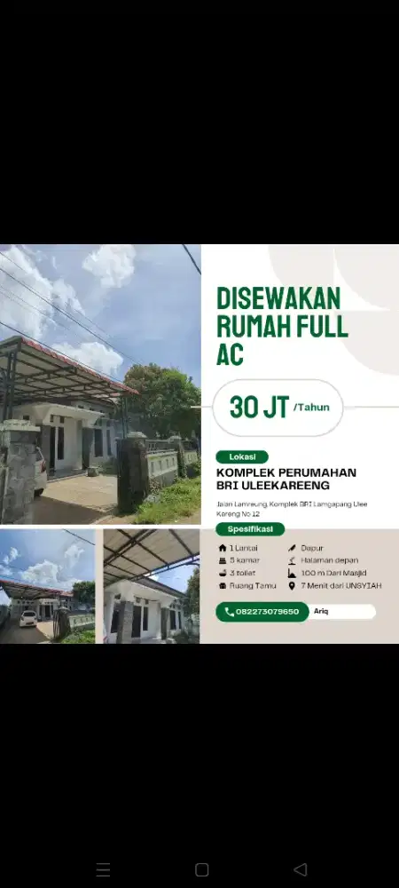 Disewakan Rumah Full Furnish