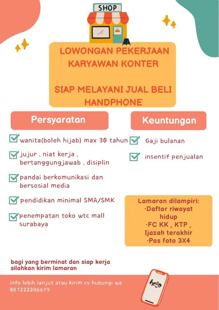 lowongan kerja jual beli handphone