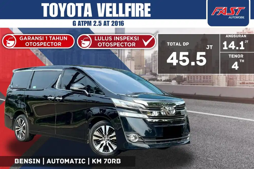 TOYOTA VELLFIRE G ATPM 2016 2.5 AT PILOT SEAT SUNROOF PJK PJG#F1ST