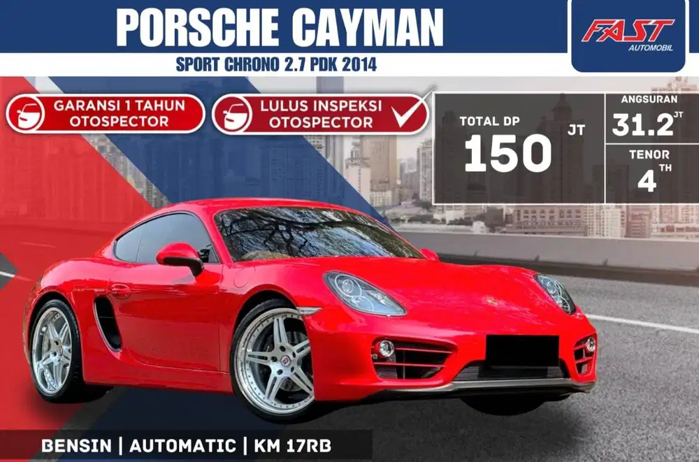 PORSCHE CAYMAN 2014 SPORT CHRONO 2.7 PDK LOW KM.17RB & PAJAK PNJG#F6ST