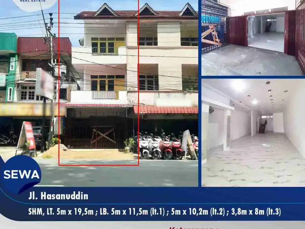 Disewakan ruko siap pakai Jl. Hasanuddin, Pontianak