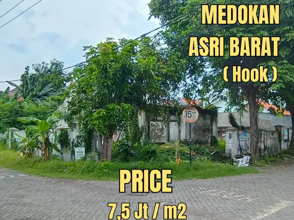 ‼️MURAAH‼️ TANAH HOOK MEDOKAN ASRI BARAT UPN RUNGKUT SURABAYA TIMUR. DEKAT UPN, TOL, MERR, BANDARA JUANDA