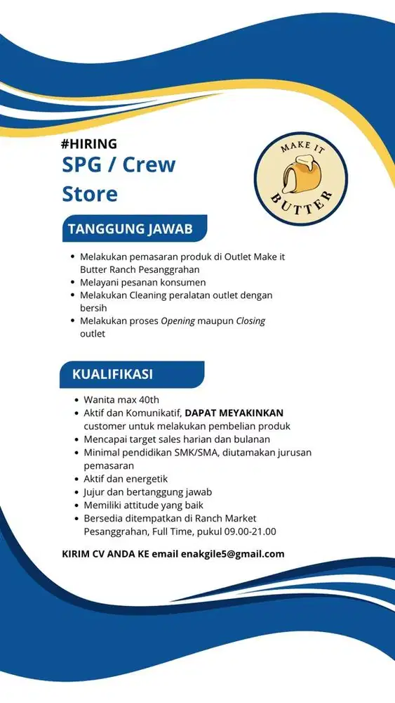 #HIRING SPG FnB di Ranch Pesanggrahan