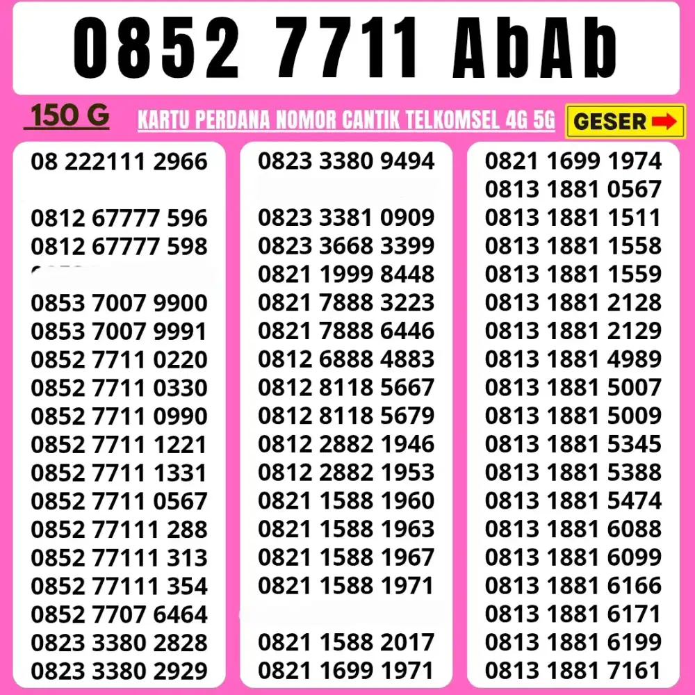 Nomor Cantik Simpati Kartu Perdana Telkomsel simpati tahun lahir abab