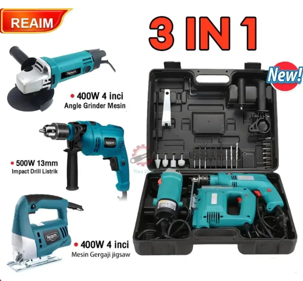 REAIM 3IN1 BOR, GERINDA DAN JIGSAW LISTRIK
