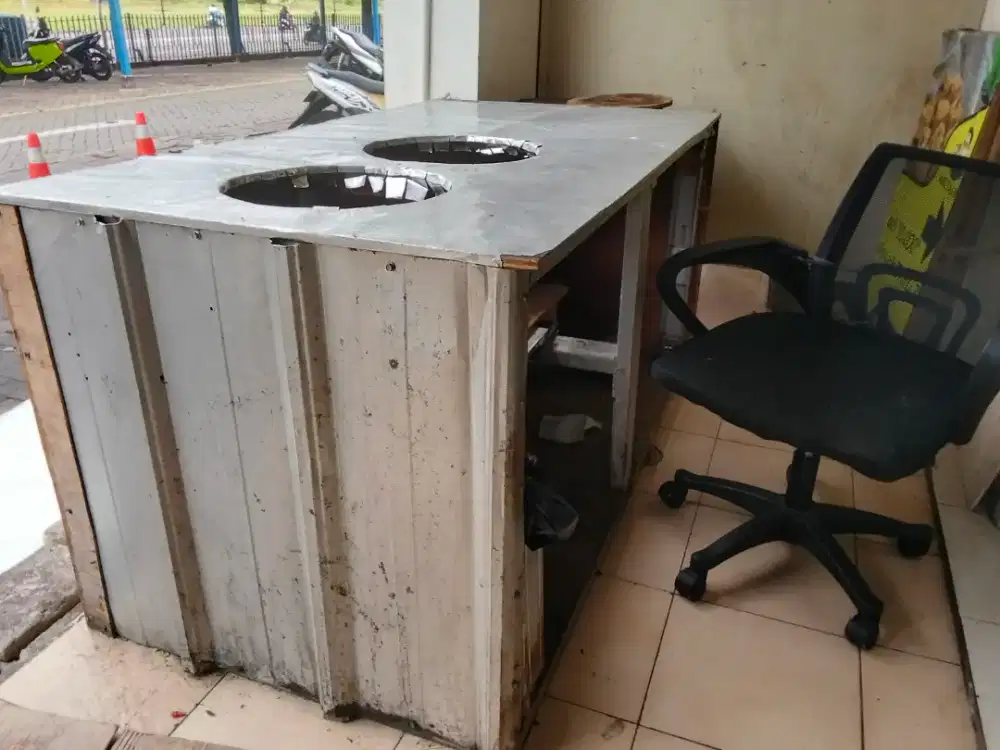 Meja bakmi bubur, soto bahan holo plus meja lipat besi alumunium