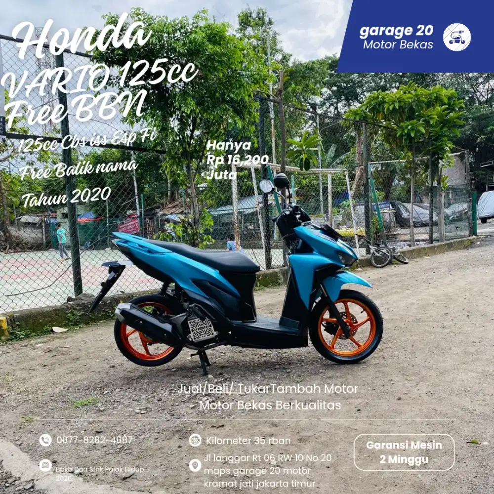 Honda Vario125cc Cbs ISS Esp Fi Free Balik nama Tahun 2020 Pajak On