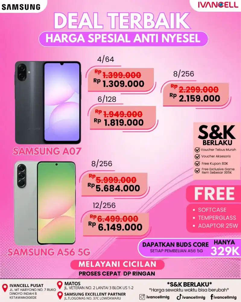 SAMSUNG A56 RAM 8/256 NEW FREE ADAPTER ORI