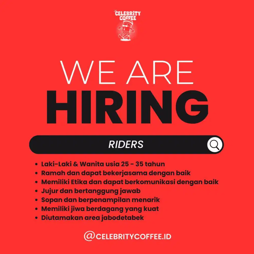 Dibutuhkan segera riders kopi keliling wilayah Bekasi barat