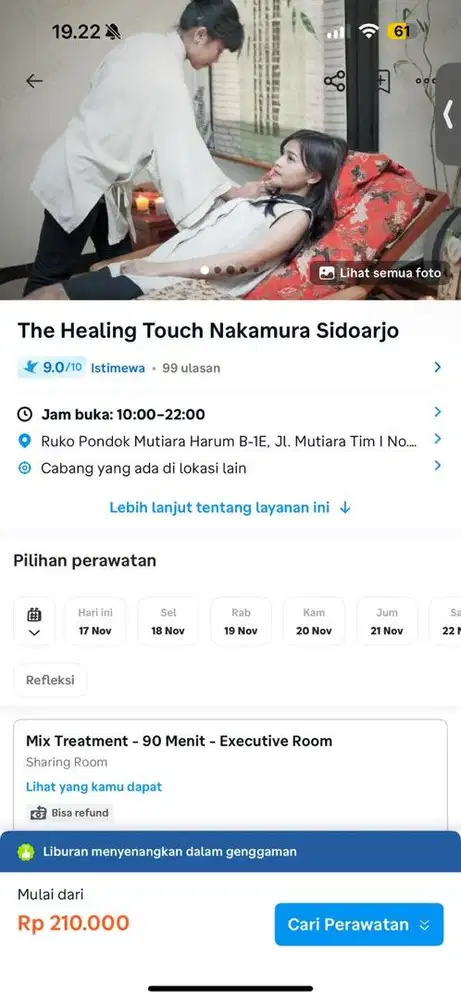 Voucher pijat nakamura 1,5jam executive room