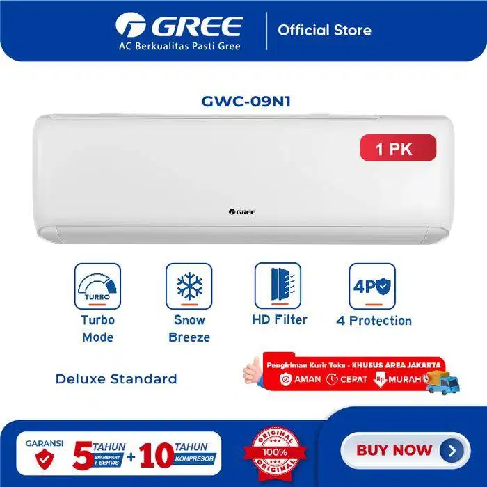 AC GREE 1 PK DELUXE SERIES 780WATT 9300 BTU - GWC 09 N1/A FREE BRACKET