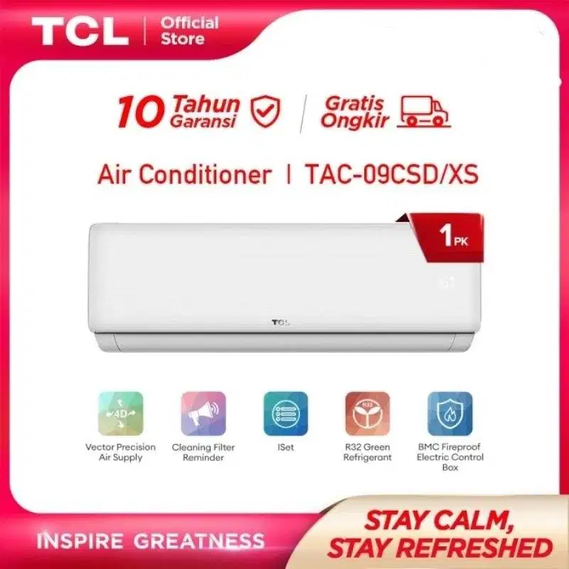 AC SPLIT TCL 1 PK 815 WATT STANDARD TAC - 09 CSD / X6 FREE BRACKET