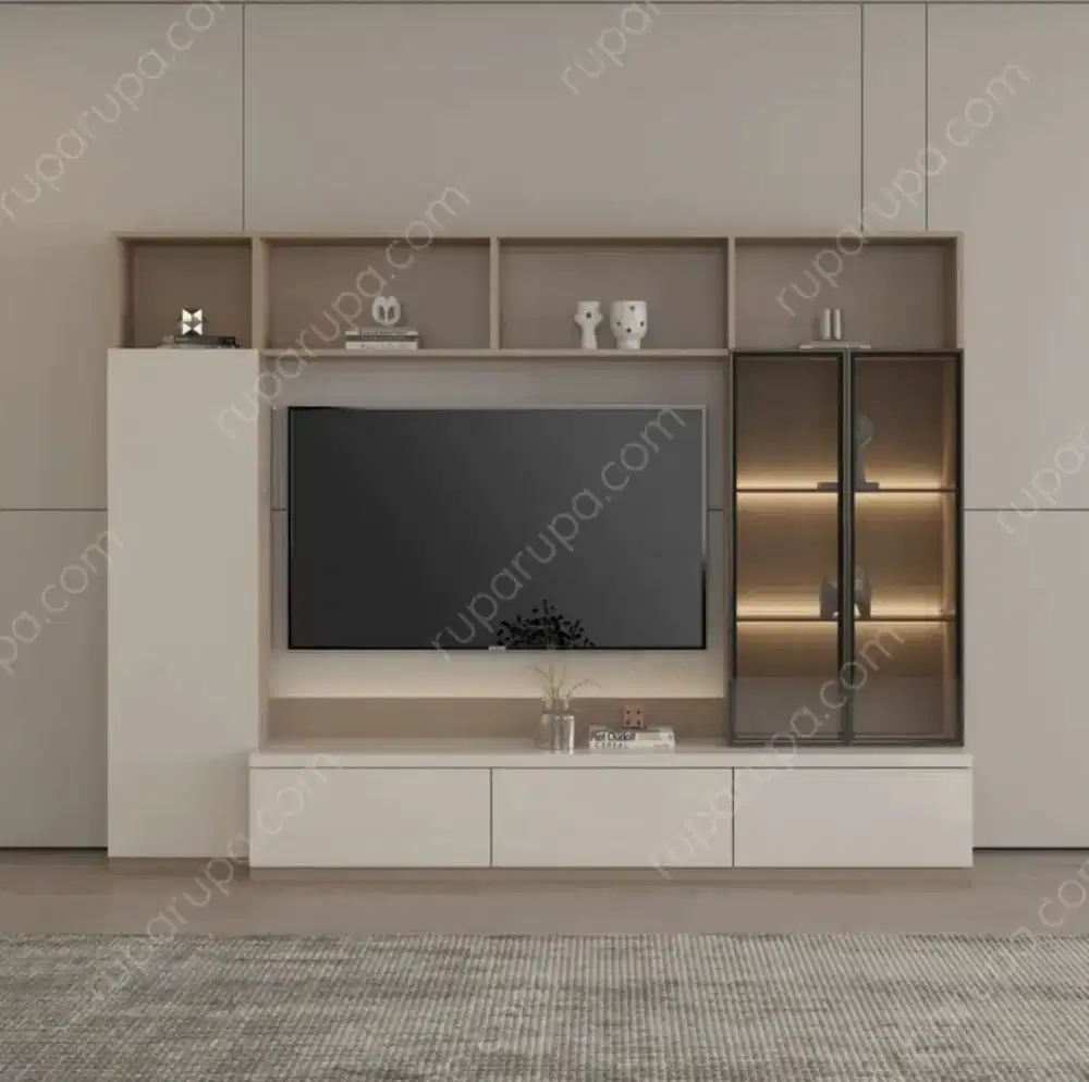 Informa Chloe Set Lemari TV Entertainment Center - Cokelat Khaki