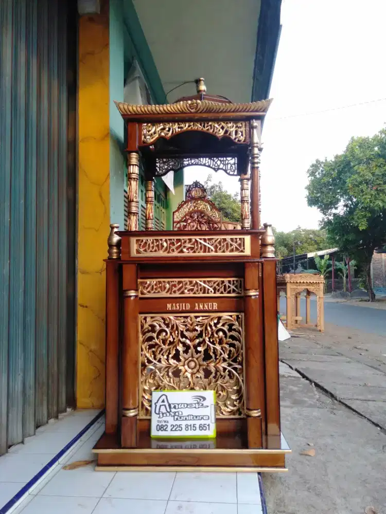 Mimbar masjid kuba ukiran terbaru full kayu jati