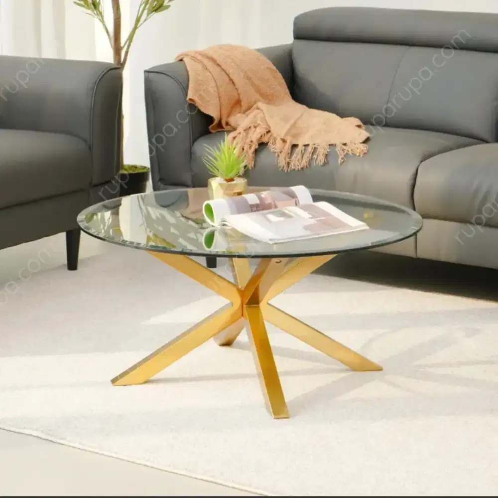 Informa heaven Meja Tamu Round Clear Brass - Gold