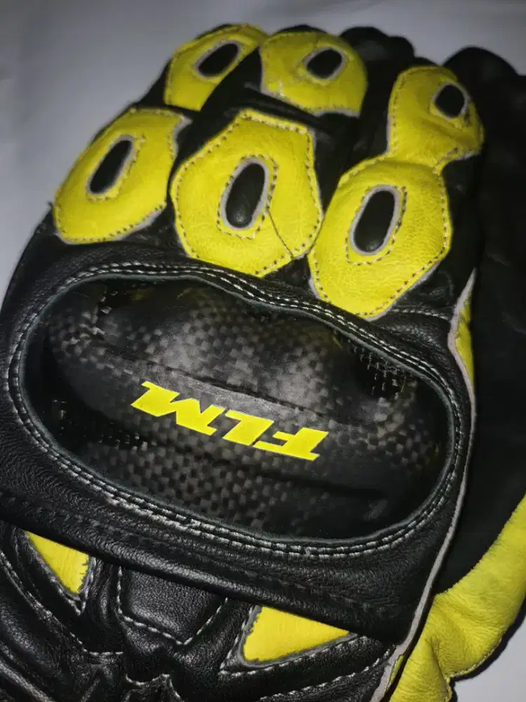 Alpinestars leather gloves + carbon (sarung tangan touring kulit)