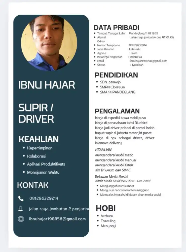 CARI LOWONGAN KERJA MODAL  SIM  C DAN B1 UMUM PRIBADI TRUK OK