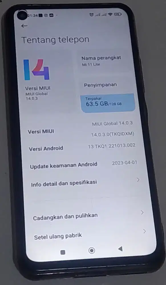 Xiomi mi 11 lite jual santai