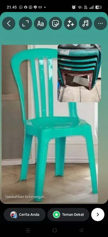 Bangku plastik 4 pcs kondisi masih bagus