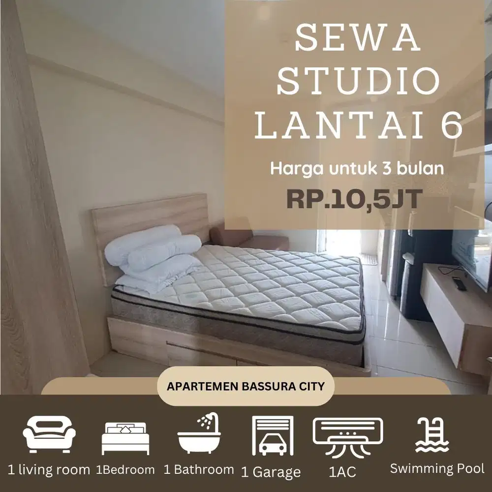 studio full furnish sewa samping mall lantai 6 apartemen bassura city