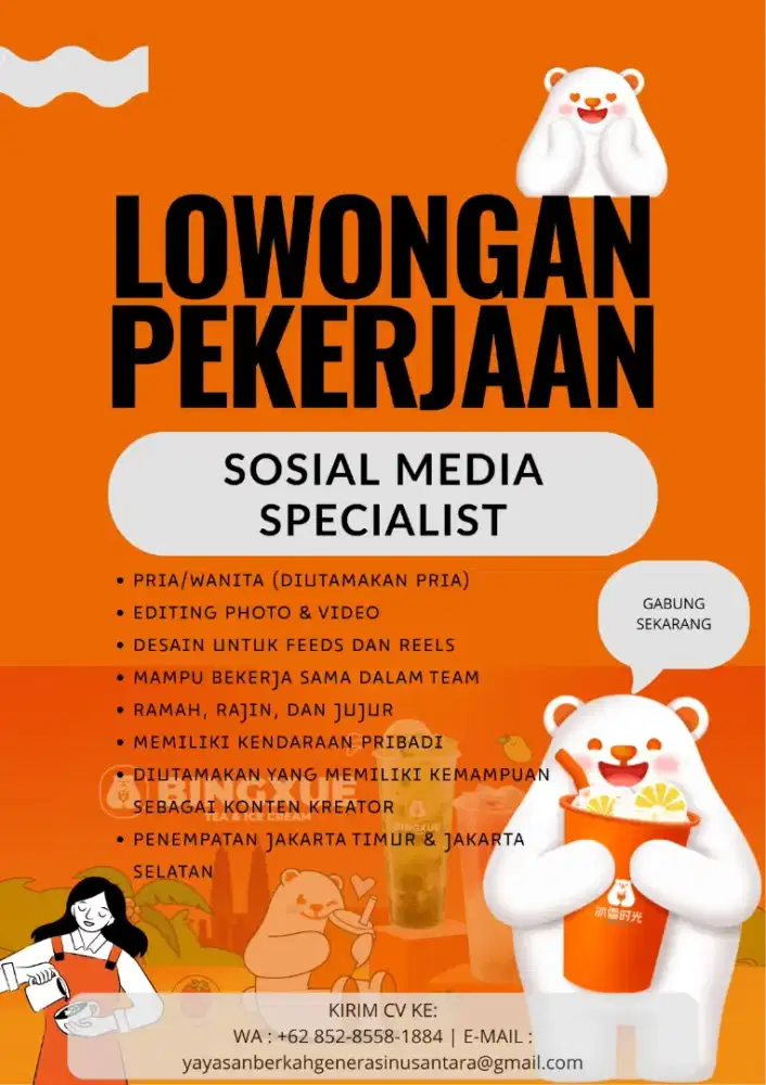 LOWONGAN KERJA SOSIAL MEDIA SPECIALIST