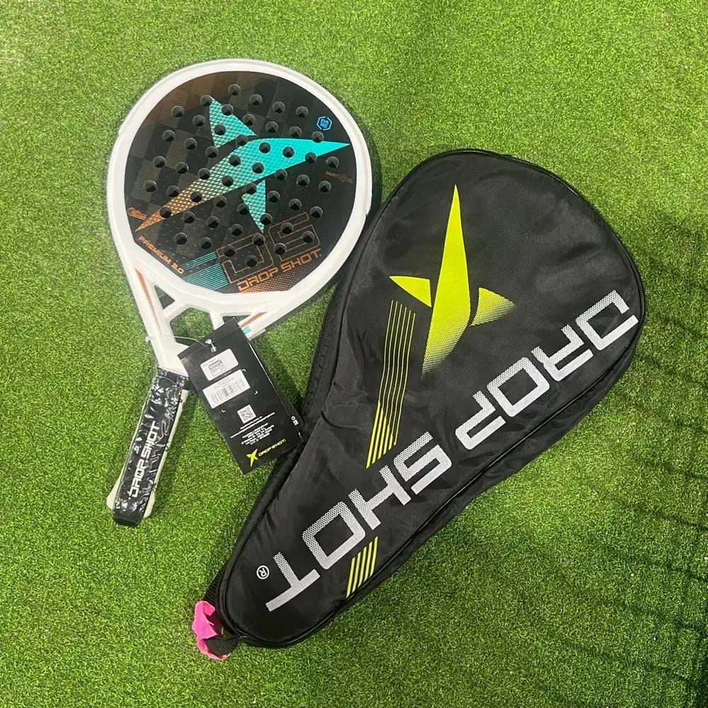 Raket Padel Drop Shot Premium 3.0 24K Carbon Round 3D Texture Original