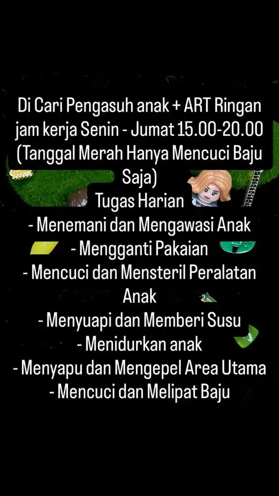 Di Cari Pengasuh Anak & ART Ringan