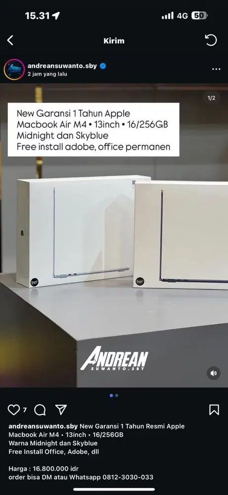 New Mac Air M4 16/256 GB 13 Inch iBox