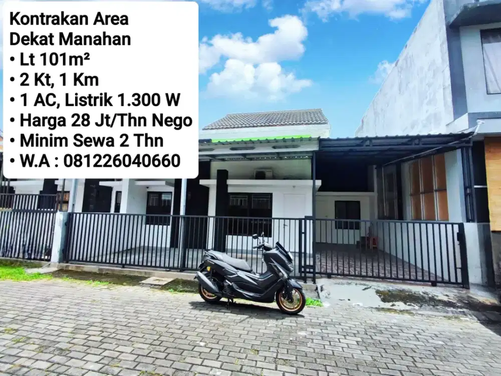 Sewa Rumah Area Perum Cluster Dekat Manahan, Sumber, Fajar Indah, Jajar