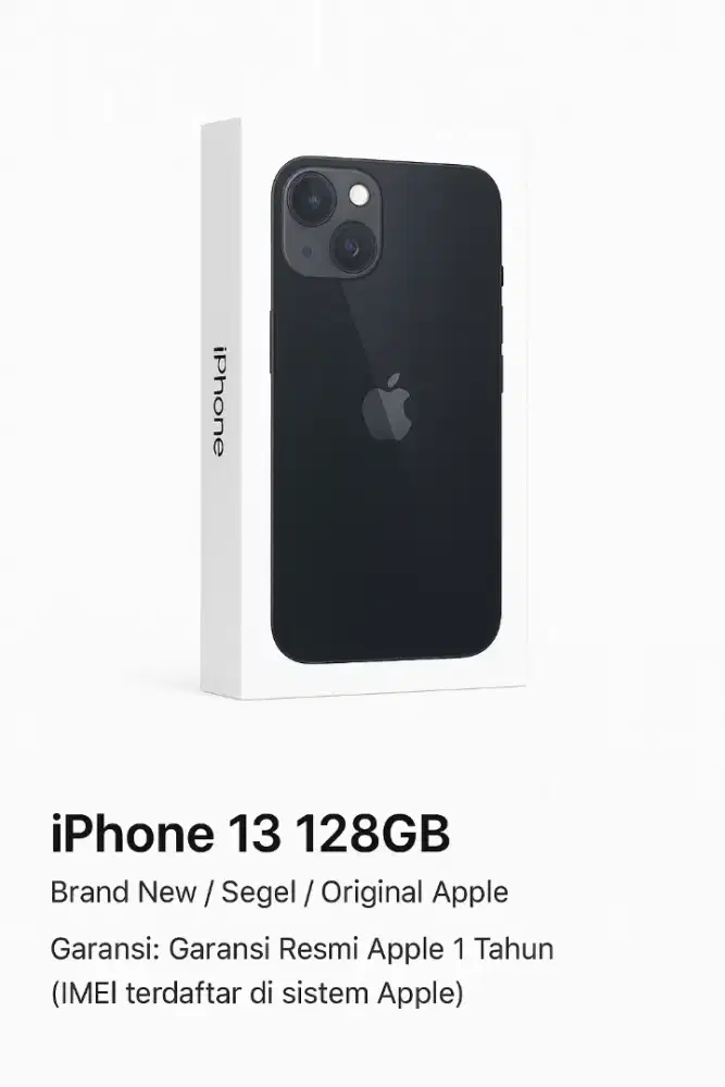 iPhone 13 128 segel , Garansi resmi 1 tahun.