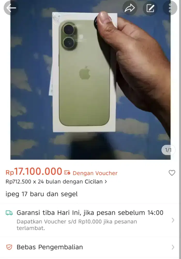 Iphone 17 256gb ibox sage baru dan segel