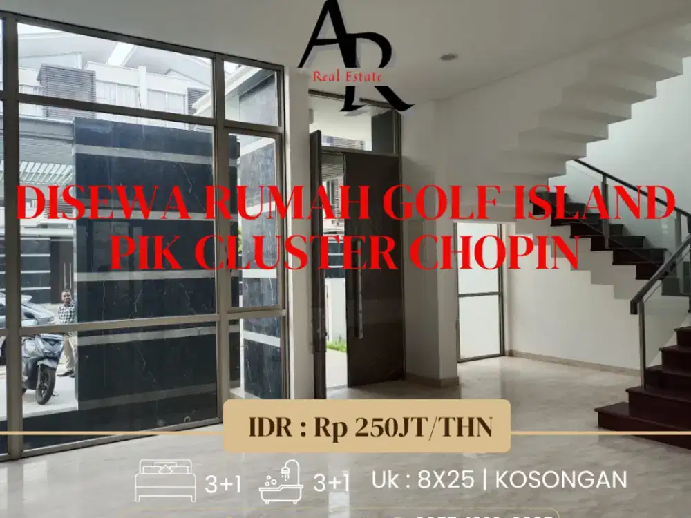 Disewakan cepat rumah chopin 8x25 golf island pik