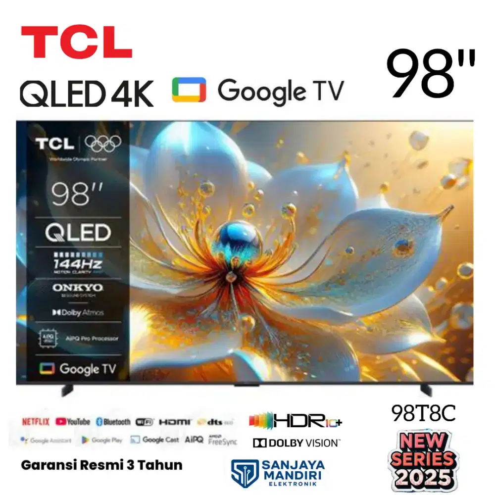 New 2025 TCL 98  QLED 4K HDR 98T8C  UHD TV Google  Dolby  Atmos 144Hz