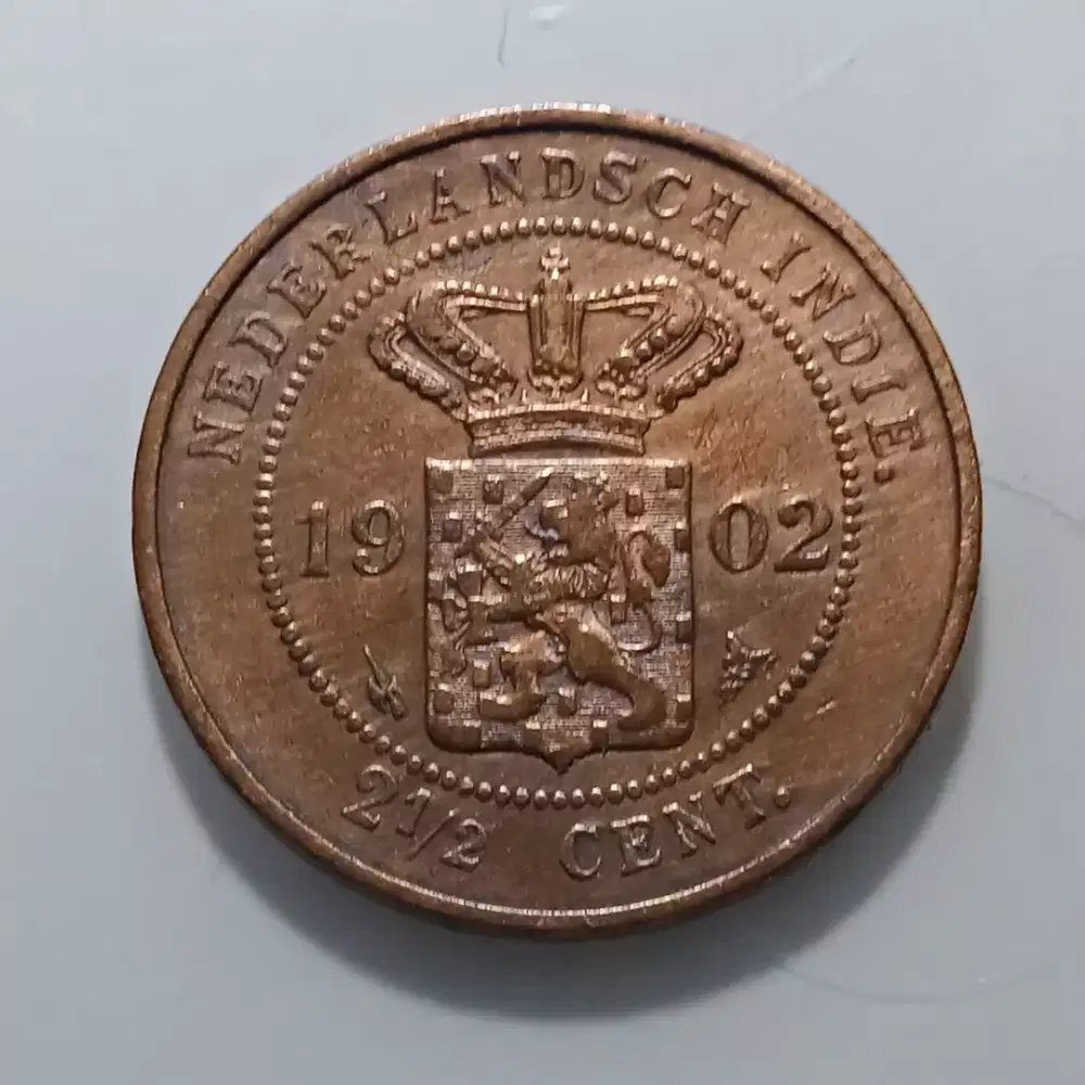Koin Thn Langka 1902 BENGGOL BESAR 2.5 CENT ERA WIHELMINA BELANDA